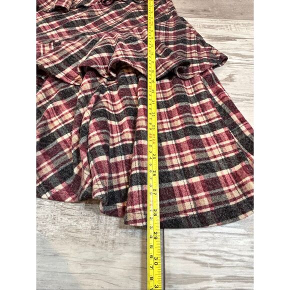 Easel red and gray plaid ruffled skirt size M - Picture 6 of 11